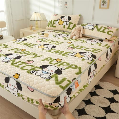 JIN DOUDOU Winter Fleece Spannbettlaken 90x200cm+30cm,Spannbettlaken Cashmere-Feeling Fleece, kuscheliges Spannbetttuch, Kinderbett Couch, Flauschiges Laken gut als Matratzenschoner