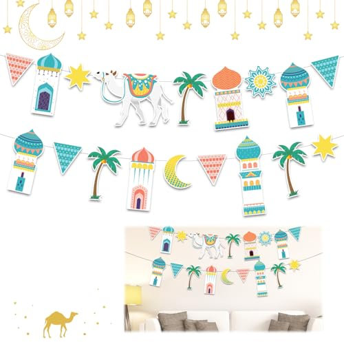 Zkaoai Ramadan Kareem Banner, Eid Mubarak Dekoration, Muslim Islamic Party Dekoration, Eid Mubarak Banner, Ramadan Kareem Girlande, Ramadan Mubarak Banner für den Muslimischen Islam Ramadan