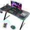 GTPLAYER Gaming Tisch, Gaming Schreibtisch 120 x 60cm, PC Tisch Gamer Tisch mit LED, Stabiler Computertisch mit Kopfhörerhaken, Schwarz