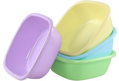 Lasbily Set mit 4 Kunststoff-Waschbecken, kleine Waschwanne, 8 Quart