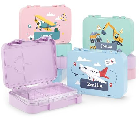 Bärenwerke EF MB 2115 Personalisierte Kinder Brotdose mit Name - Lunchbox mit Fächern und Unterteilung - Geschenkidee