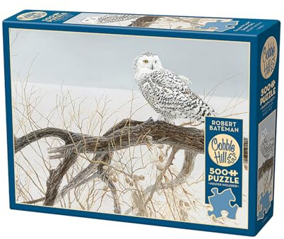 Cobble Hill 3845050 Schneeeule auf dem AST, 500 Teile Puzzle inkl. Puzzleposter für Erwachsene und Kinder ab 12 Jahren, Landschaftspuzzle, Eule, Winter