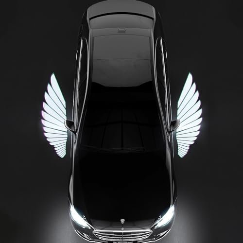 OBEST LED Seite Unter Spiegel Projektor,2 Stücke Auto Strahler Willkommenslicht,Engelsflügel Rückspiegel Umgebungslicht,Passend für Alle Autos
