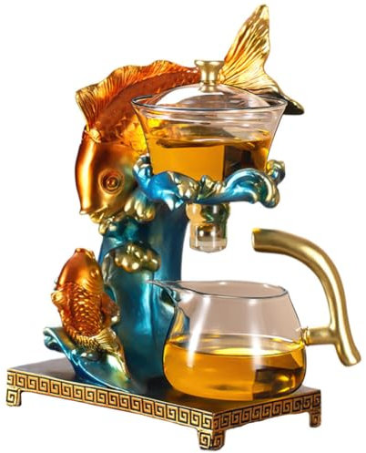 MYBAQ, Théière magnétique en verre Kung Fu Lazy Kung Fu, théière à thé magnétique paresseuse, service à thé semi-automatique, service à thé en verre résistant à la chaleur, pour infuser des thés en