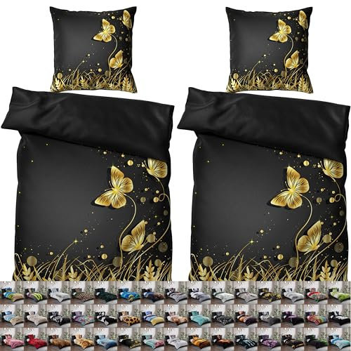 Sanilo® Bettwäsche 135x200 cm, 100% feinste Baumwolle, 4-teilig, Bettbezug, Kissenbezug 80x80cm, Oeko-TEX Zertifiziert (Silhouette, 4-teilig 135x200 cm)