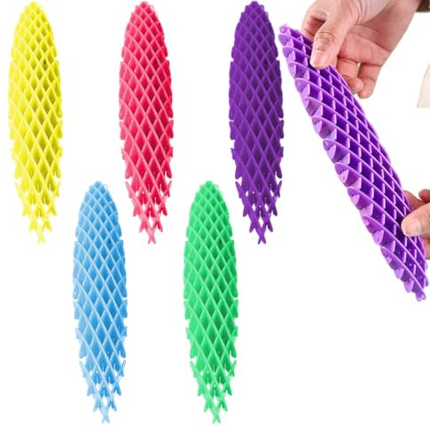 5 Stück Fidget Wurm Spielzeug, Formwandelnder Wurm Spielzeug, Worm Fidgets Toy, Anti Stress Spielzeug, Sensorisches Fidget Spielzeug, Stressabbau Spielzeug,Sensory Toys für Erwachsene Kinder