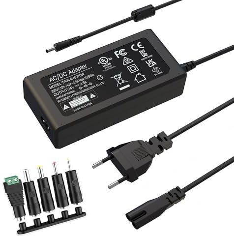 HYCTP AC/DC 24V2.5A Netzteil Wird für LED-Leuchten verwendet, NVR DVR Kamera Drucker Massagestuhl, kompatibel mit 24V 0.5A -2.7A elektronischen Produkten, 60W/65W Universalstromversorgung