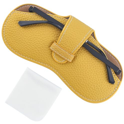 CREATCABIN Custodia per Occhiali Da Sole In Pelle Custodia per Occhiali Sottile Custodia Portatile Custodia Leggera per Occhiali Da Viaggio Custodia Protettiva con Panno Morbido per Pulizia 17.5x8.7cm