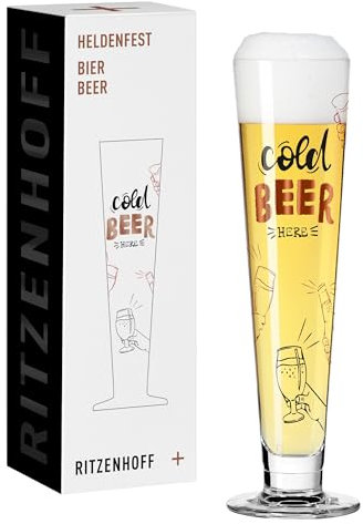 RITZENHOFF 1011016 Verre à bière 330 ml – Série Heldenfest – Motif n° 16 rond et multicolore – Fabriqué en Allemagne