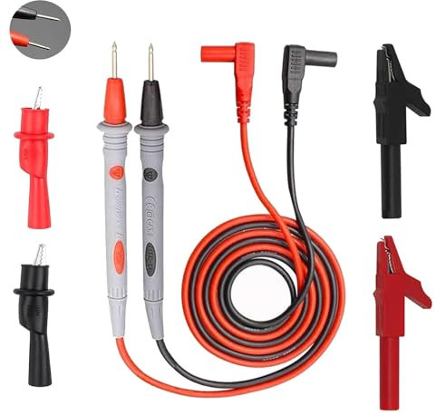 Multimeter Test Leads Kit,Banana Plug Cable Test Probe with 4PCS Replacable Precision Sharp Probes Alligator Crocodile Clips for Multimeter Electrical Testing