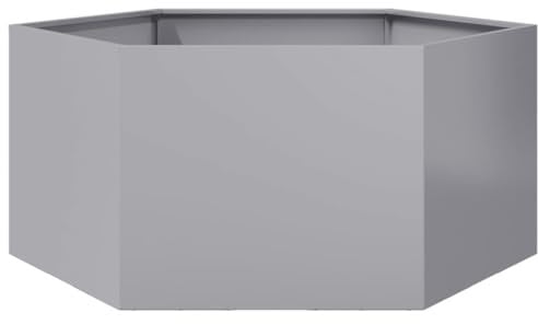 vidaXL Fioriera da Giardino Esagono 104x90x45 cm in Acciaio Zincato, fioriera, fioriera da Patio, Contenitore per Piante, fioriera da Esterno