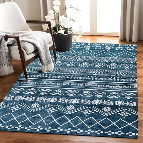 RUGMRZ Kinderzimmer Teppiche Jungs Teppich Rund Blauer Design rechteckige Wohnzimmer Matte rutschfest Baby Mädchen Outdoor 60X90CM