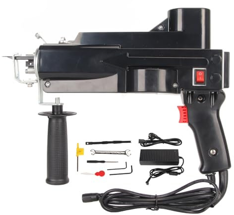 FLEXMAN Teppich Tufting Pistolen Set, 5–40 Stiche, Verstellbarer Griff, Teppichwebmaschine, 2 in 1 Handgehaltenes Elektrisches Teppich Tufting Werkzeug für Heimwerkerarbeiten