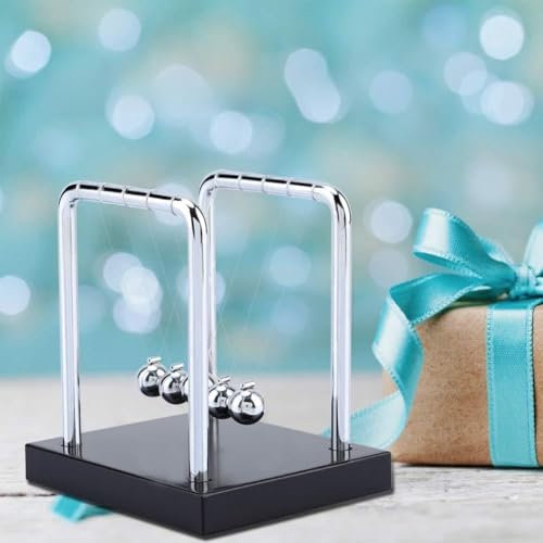Akozon Newton's Cradle - Solid Wood & Metal Balancing Balls Home Decor, Eternal Motion Desk Toy with Bubble Wrap Packaging