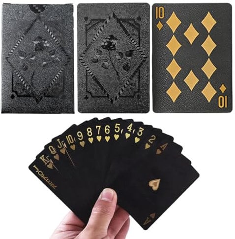 IKOPFLN Schwarzer Rose Kunststoff Pokerkarten Plastik wasserdichte Spielkarten- 1 Deck von Spielkarten Plastik