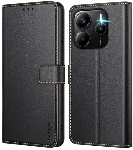 Ganbary Handyhülle für Xiaomi Redmi Note 14 4G (Nicht für 5G) Hülle, Premium Leder Klapphülle [Kartenschlitzen] [Magnetverschluss] [Standfunktion] kompatibel mit Redmi Note 14 Schutzhülle, Schwarz