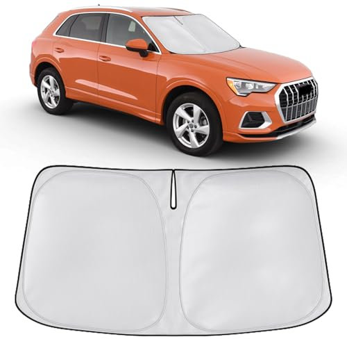 SONRUIJIE Parasol Coche,Parasol Coche Delantero para Au.di Q3 2019-2025,Protección Solar UV para Automóvil Y Protección contra El Calor Solar,Accesorios para Automóvil En Verano,Plegable