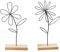 Dekoaufsteller Blumen Arrangement Ornamente 24cm Metall Blumen Deko Schwarz Deko Für Tischdeko Aufsteller Blume Metall-Blume Auf Holz-Sockel Zum Esstisch, Wohnzimmer, Schlafzimmer Hinstellen(2 Stück)