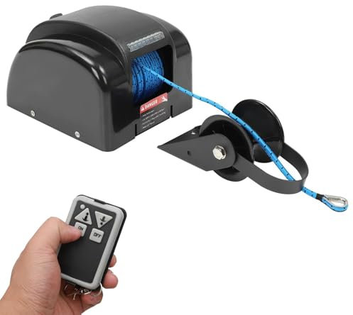 Guindeau Manuel pour Bateau 12 V, Guindeau éLectrique, Ancre éLectrique pour Bateaux Et Yachts, Poids Maximal De L'Ancre : 20,4 Kg, pour Bateau, Remorque, Caravane,Noir