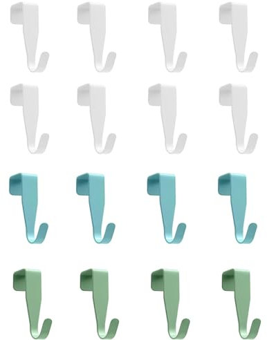ClcIosis 16 Stück Bunte Fensterhaken Zum Einhängen Set, Fensterhaken für Deko, Kleiderhaken Tür, Tür Garderobe für Bad Schranktür Zimmertür Zimmertür und Türaußenseite (Weiß Grün Blau)