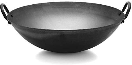 CTCOIJRN Cast Iron Wok Pan Handmade Non-Stick Coated Iron Pot Professional Large Wok Pot with Steel Handle 50cm