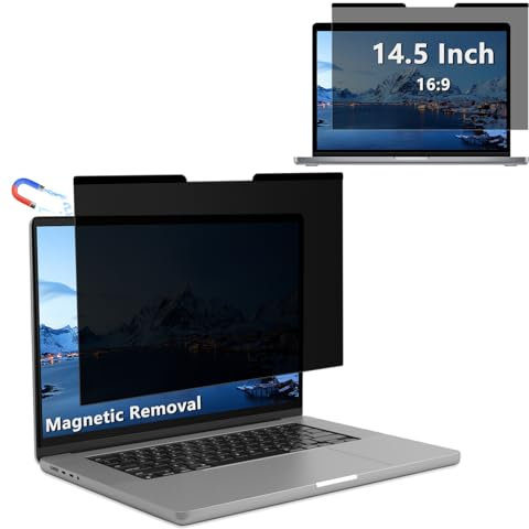 RanBluu 14.5 Inch Magnetic Monitor Privacy Filter, Anti Blue Light Anti-Glare Screen Protector for Computer and Desktop, Privacy Screen Protector for 14.5 Inch 16:9 Privacy Screen Protector