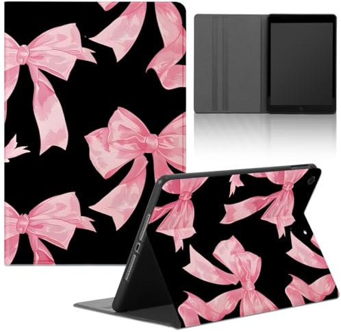 Stradvnaly Tablet Coque pour iPad 9,7 Modell 2018/2017 6,/5, Generation,Cuir PU en Silicone Süßes Niedlich Aesthetics Motif Housse avec Fonction de Support Protection Cover,Nœud Rose