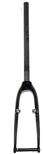 Fourche avant VTT en fibre de carbone 26/27,5/29 pouces, freins à disque/V-Brake/C, axe traversant 15 x 100 mm, fourche rigide, tube droit non fileté 1-1/8, ultralégère, 500 g (couleur : noir brilla