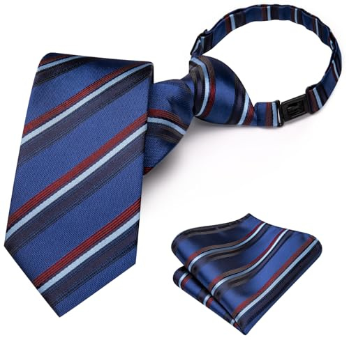 Hi-Tie Seidenkrawatten-Set für Jungen, Größe 8–11, vorgebundene Krawatten für Jungen, blau, rot, grün, Kinder-Krawatte und Einstecktuch, Set für Hochzeit