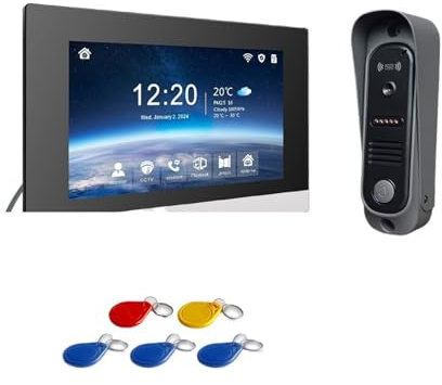 SMTYXS 1080P Video-Gegensprechanlage Türsprechanlage for Zuhause Wireless WiFi Smart Mit Infrarot-Nachtsicht-Türklingel Bewegungserkennung(H-R6-P202BD-M503BA-B)