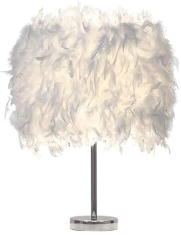 zeryor Nachttischlampe Federlampe Tischlampe Nachttischlampen Weiß Lampenschirm Plume Schreibtischlampe Nachtlicht für Wohnzimmer