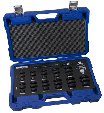 Stahlmaxx PDC Stanzwerkzeug 17-40,4mm Set mit 22 Größen für Stoßfänger | für nahezu alle Fahrzeuge mit runden Sensor Parksensor Montage Werkzeug