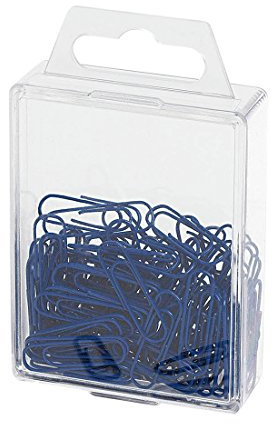 Wedo 901244203 Büroklammern (Metall, 27 mm, mit Kunststoffüberzug) 100 Stück, blau