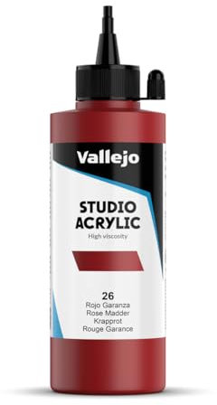 VALLEJO ACRYLIC STUDIO, PINTURA ACRÍLICA, 200ML, ROJO DE GARANZA (TONO), Nº 26