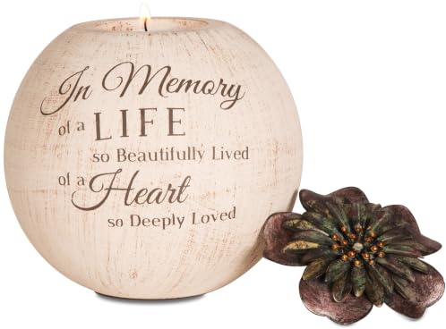 Pavilion Light Your Way Terracotta Candle Holder - In Memory of A Life So Beautifully Lived, of A Heart So Deeply Loved Text Design - Bereavement, Memorial Decorative Beige Candle Holders, 5