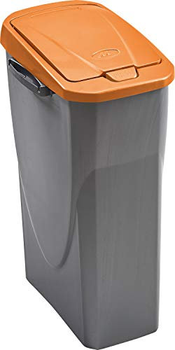 Mondex PLS8086-19 Roll Top - Cubo de Basura de Reciclaje con Tapa de plástico (36 x 21,5 x 51 cm, 25 l), plástico, Naranja, 25 L