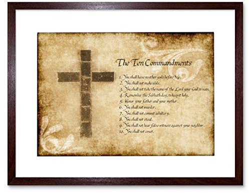 Ten 10 Commandments Cross Christian Quote Frame Art Print Picture F12X1145
