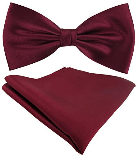TigerTie Seidenfliege Satin Einstecktuch in Uni bordeaux - 100% reine Seide