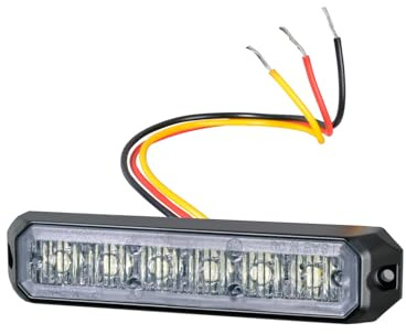 Hella Frontblitzer Rundumleuchte - LED Warnleuchte - Blitzleuchte - weiß - BST - 12V / 24V - Schraubanschluss/Anbau - Kabel: 150mm - Stecker: offene Kabelenden - Set - Menge: 2-2XD 012 160-871