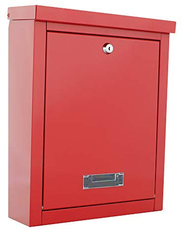Profirst Briefkasten Mail PM 470 Rot Stahlblech (HxBxT) 400x310x135 mm Zylinderschloss Wandbriefkasten Namensschildhalter Sichtfenster inklusive Befestigungsmaterial