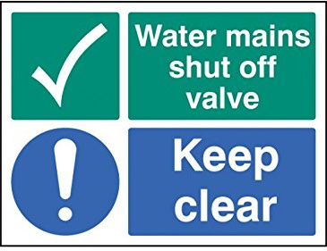 Caledonia Signs 16051K Water Mains Shut Off Valve Keep Clear Sign, Rigid Plastic, 400 mm x 300 mm