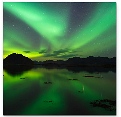 Paul Sinus Art Nordlichter – GrüntöneLeinwandbild quadratisch 60x60cm
