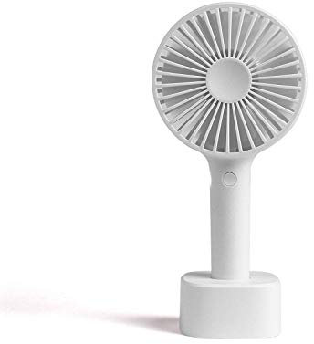 Handventilator Akku USB - Schreibtischventilator Mini Lüfter Tischventilator - Kleiner Ventilator für Unterwegs - Klein Hand Tragbar und Aufladbar Weiß