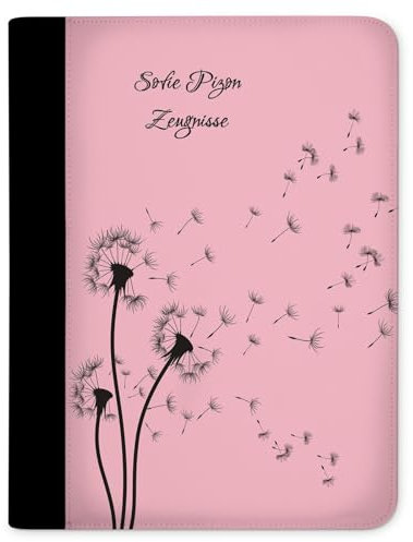 CreaDesign Customize A4 Zeugnismappe für Kinder - 26.7 x 32.7 x 1 cm, erweiterbar auf bis zu 20 Fächer, Sichtbuch ohne Klarsichthüllen, Rosa Pusteblume Design, Dokumentenmappe für Schüler