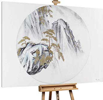 KunstLoft® XXL Gemälde 'Der höchste Gipfel' 200x150cm | original handgemalte Bilder | Landschaften Natur Schwarz-Weiß | Leinwand-Bild Ölgemälde einteilig groß | Modernes Kunst Ölbild