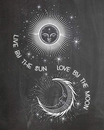 Live By The Sun Love By The Moon Print Celestial Wall Art (20cm x 25cm, Blue)