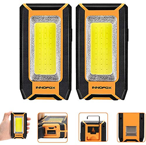 innofox Paquete de 2 luces de trabajo magnéticas recargables LED de 40 W y 1500 lúmenes, gancho para colgar, 3 modos de iluminación, iluminación en el lugar de trabajo para reparación de automóviles,