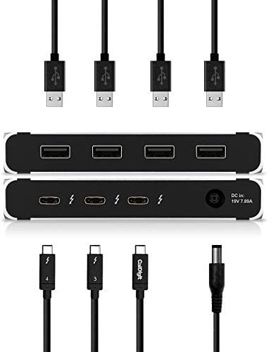 CalDigit Thunderbolt 4 Element Hub – Universeller Multi-Port-Hub, 4 x Thunderbolt 4/USB4-Ports, Einzeldisplay bis zu 8K oder Dual 4K 60Hz Displays, 60W Aufladen mit 0.8m Kabel