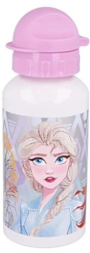 Gourde en aluminium pour enfants, 400 ml, avec bec rabattable, (Reine des neiges)