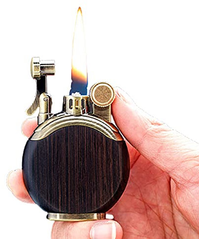 PENNY73 Vintage Holz Kerosinanzünder Schleifscheiben Messingkern Zigarettenanzünder Gadget für Rauchende Kerze Camping BBQ Küche,Red Sandalwood